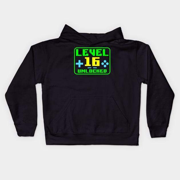 Level 16 Unlocked Kids Hoodie by colorsplash